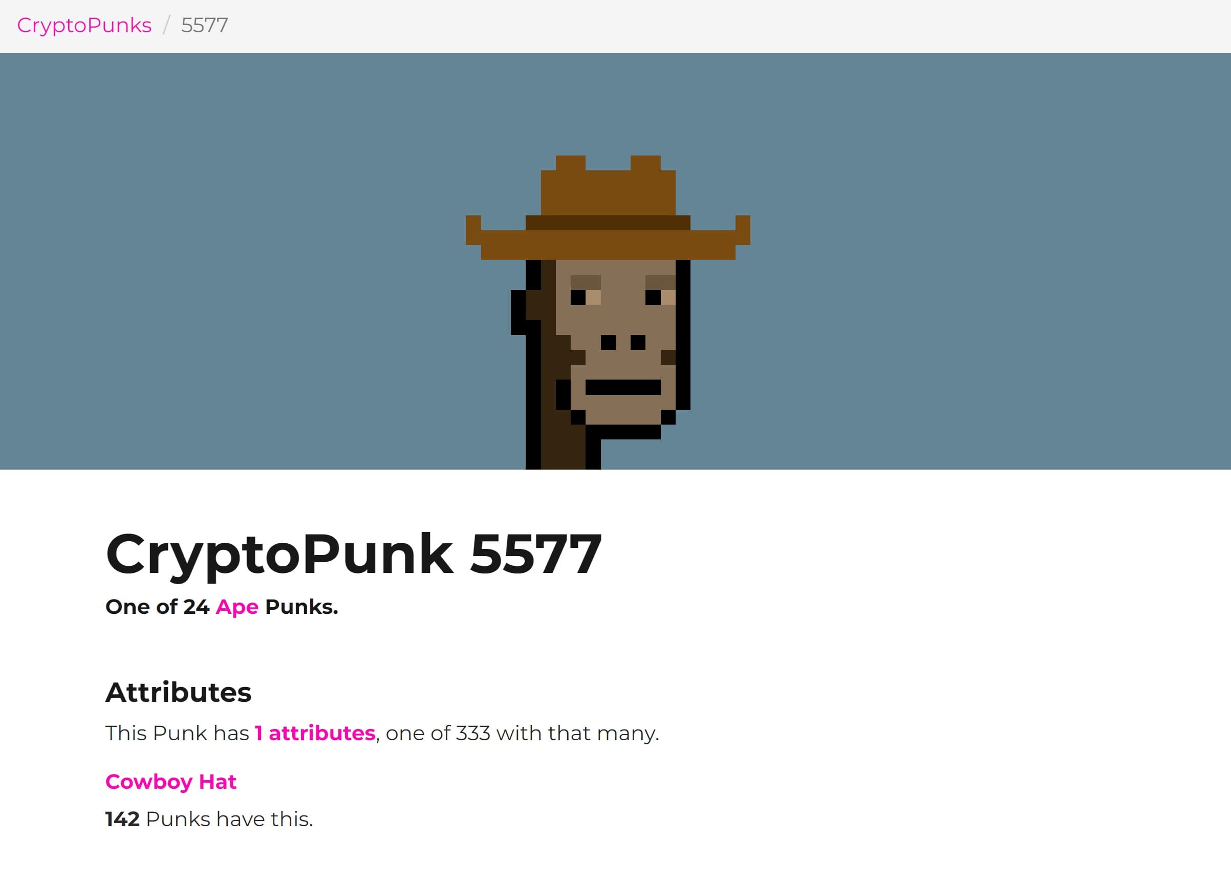 CryptoPunk #5577 – $7.7 Million